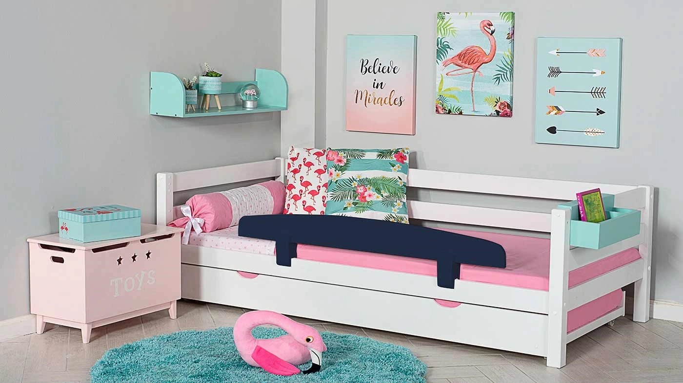 מיטת ילדים מיקה עם מיטת חבר רוחב 90 ס"מ | עם מעקה אחורי